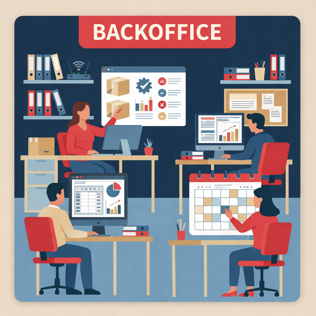 Capture d'écran d'une interface de back office montrant un tableau de bord avec gestion de contenus