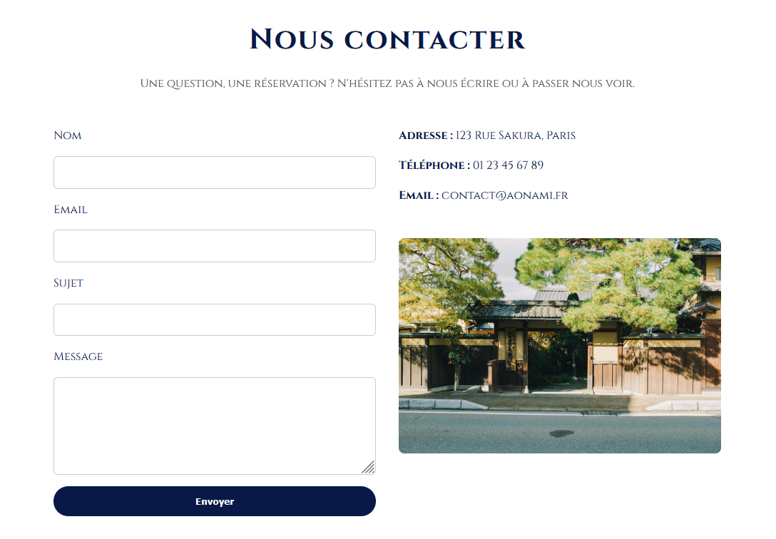 Formulaire de contact Ao Nami