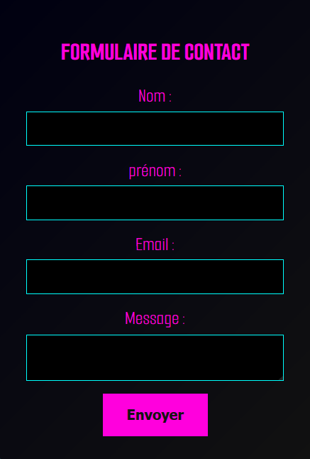 Formulaire style futuriste version mobile
