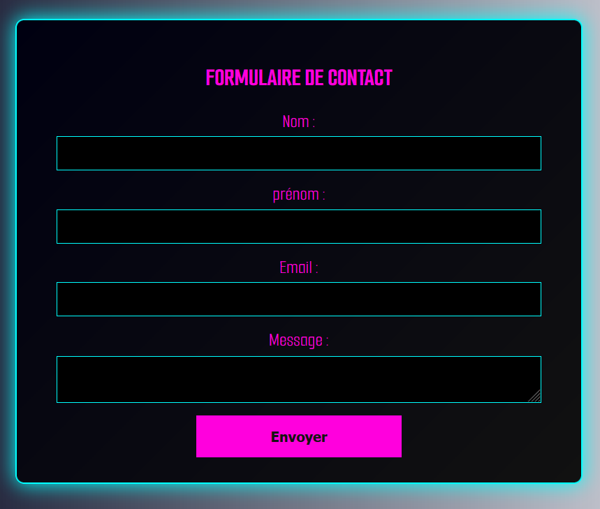 Formulaire style futuriste